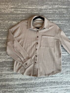 NEW OAK + FORT Neutral Beige Textured Shirt Jacket XXS